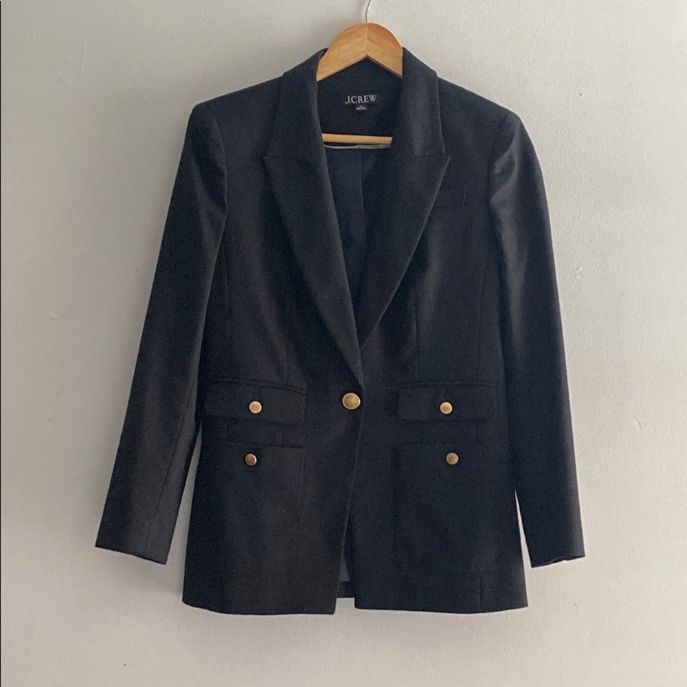J. Crew Black Structured Blazer with Tailored Silhouette